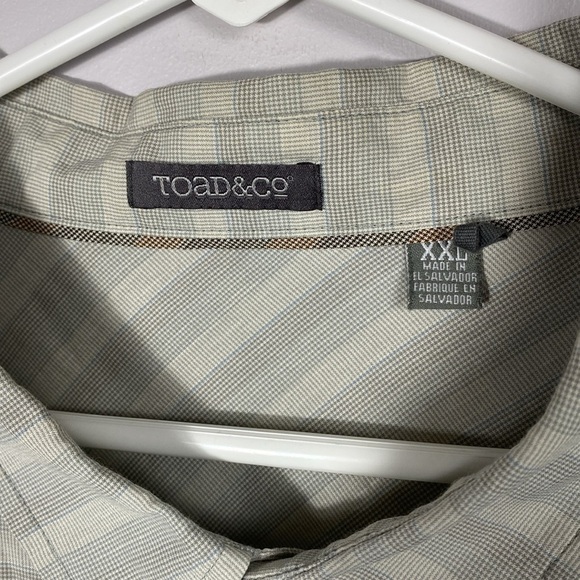 Toad & Co Men's Wonderer Shirt Sleeve Striped Gray Shirt size XXL - Picture 5 of 9